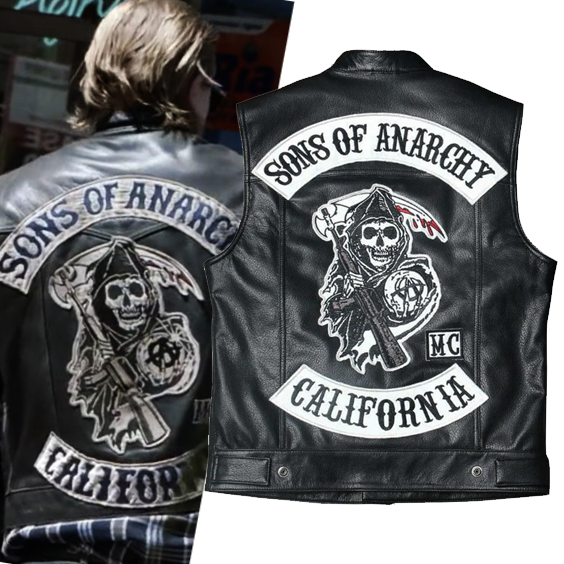 Sons of Anarchy Redwood President Vest, Handmade Jax Teller Leather Moto Vest