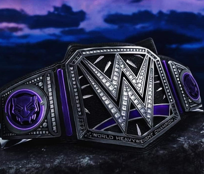 WWE Black Panther Wrestling Belt | Heavyweight Championship Replica Title Belt 2mm,4mm,6mm - Handmade Belt - WWE Best Gift For Him