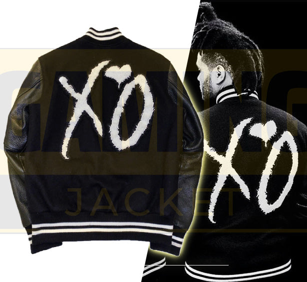 Weeknd Roots XO Wool Varsity Leather Jacket