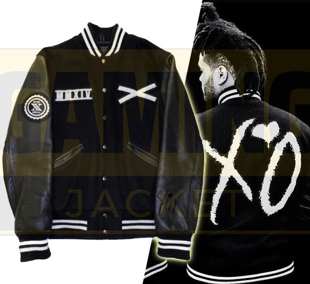 Weeknd Roots XO Wool Varsity Leather Jacket